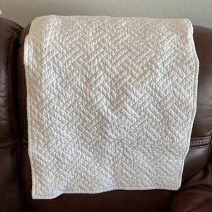 Boll & Branch King White Zipper Pillow Sham Quilted Organic Cotton Zipper NWOT